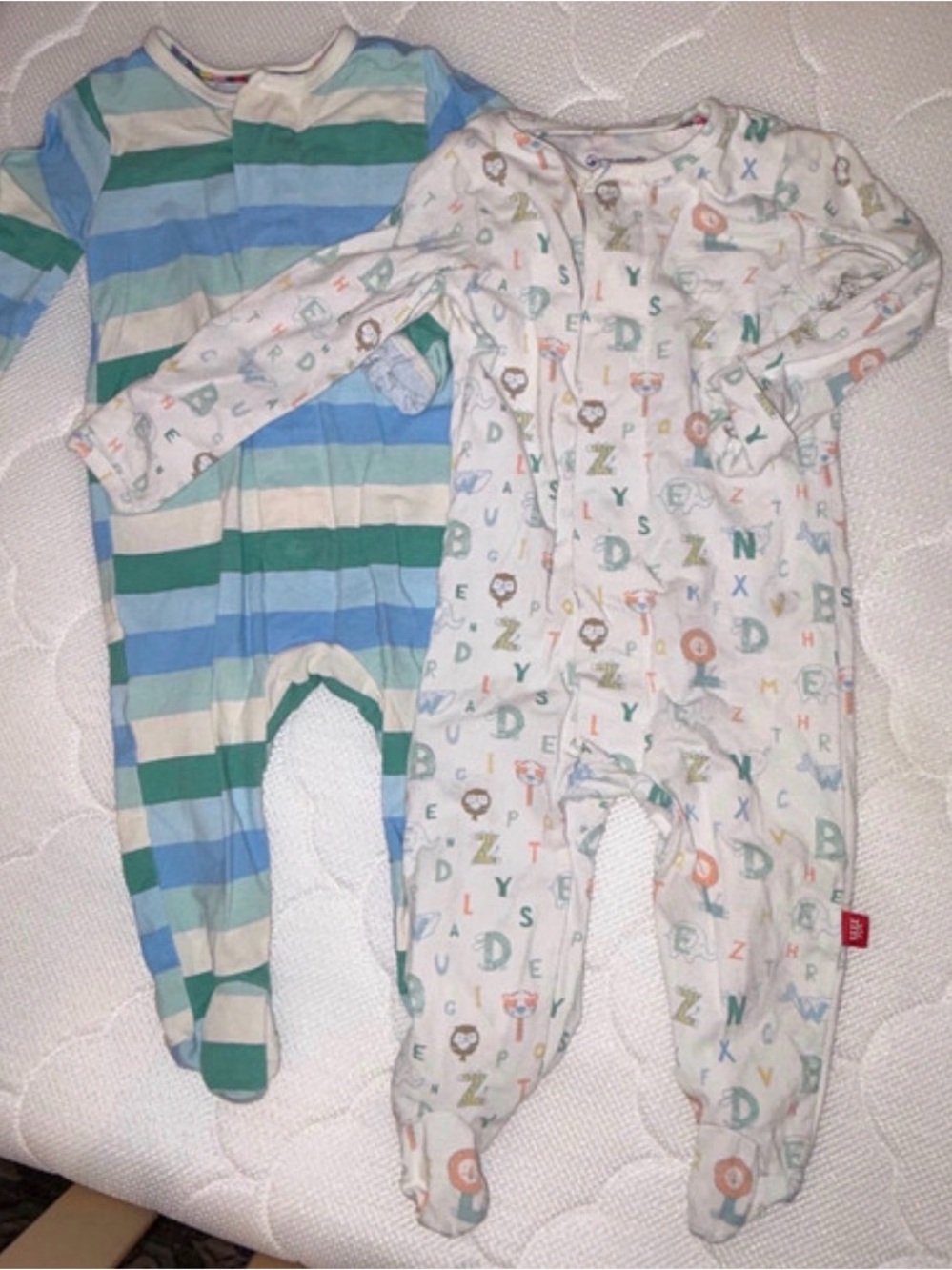 Magnetic Me Blue & Green Footed Pajama + Alphabet Print One-Piece Set